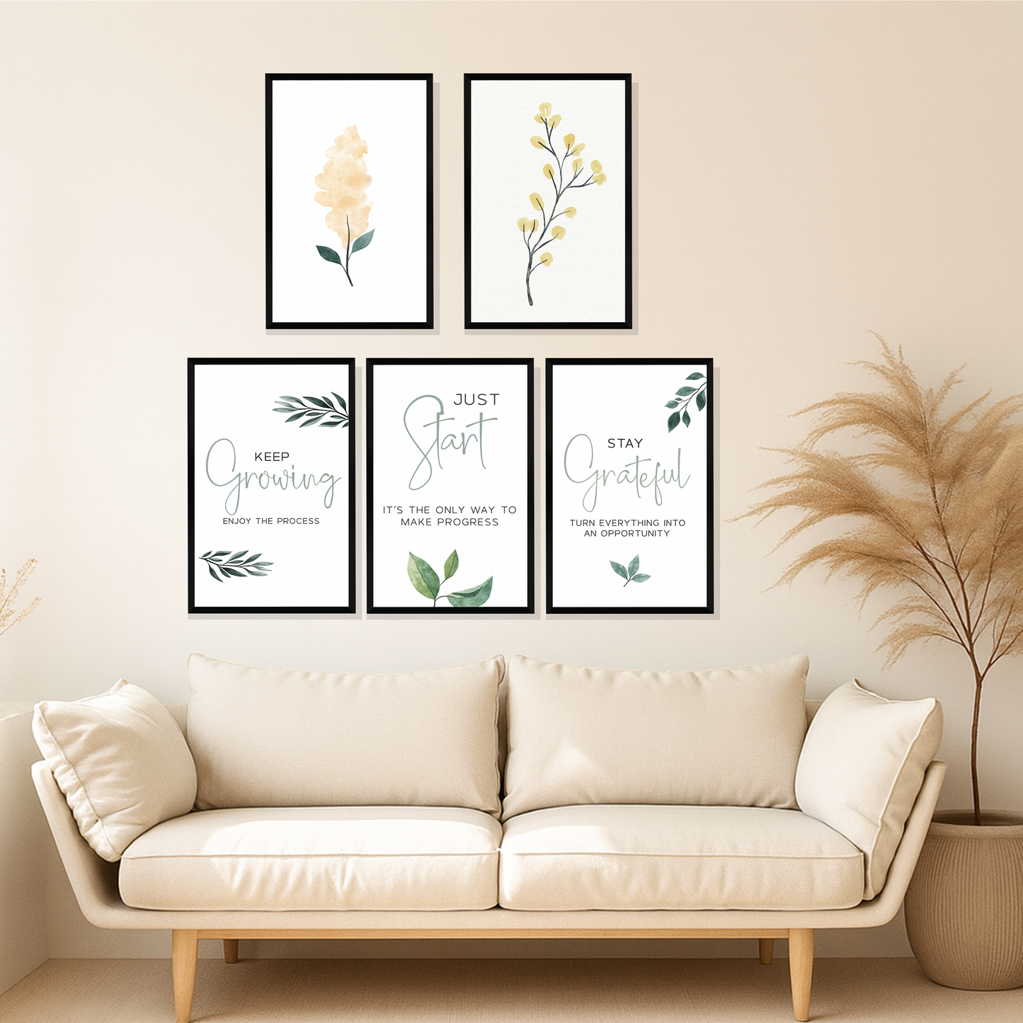 Set of 5 Frame - Minimal Botanical Quotes