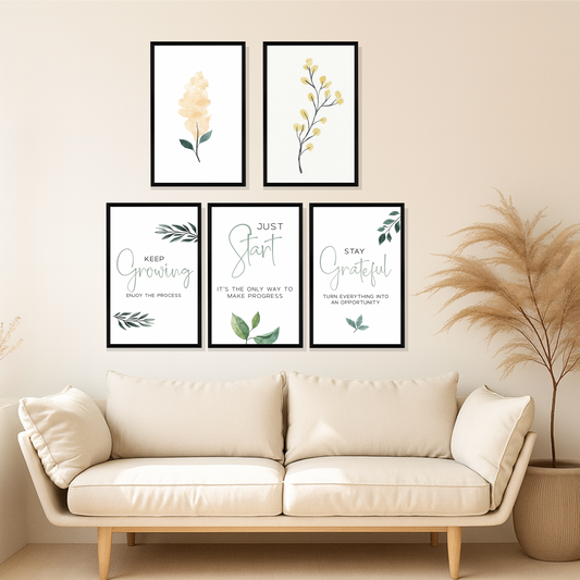 Set of 5 Frame - Minimal Botanical Quotes