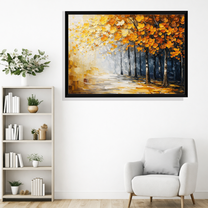 Autumn golden path wall frame for nature inspired home decor