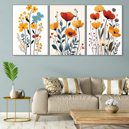 Set of 3 Frames - Vibrant Floral Harmony