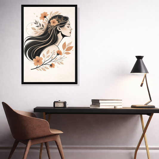 Floral feminine grace wall frame for elegant home decor