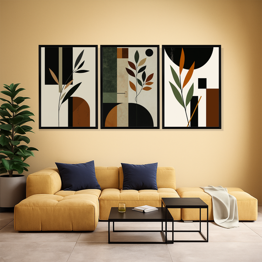 Set of 3 Frames - Abstract Botanical Geometry