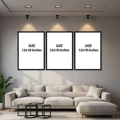 Set of 3 Frames - Golden Mist Abstraction