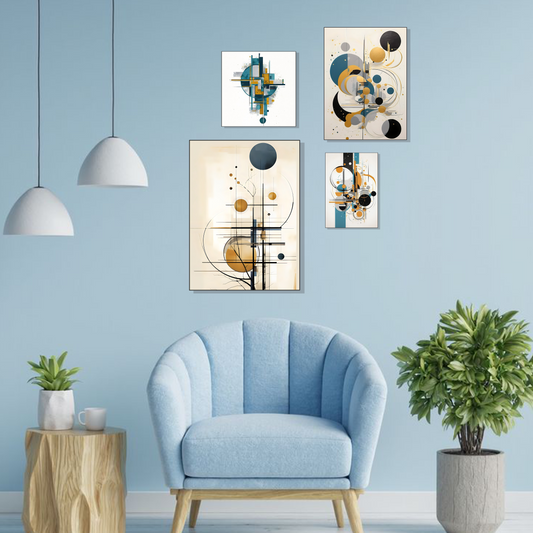 Set of 4 Frames - Abstract Geometry Ensemble