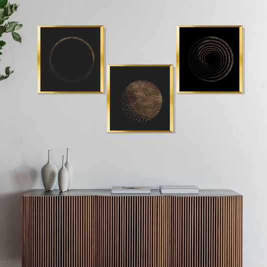 Set of 3 Frames - Midnight Gold Orbits