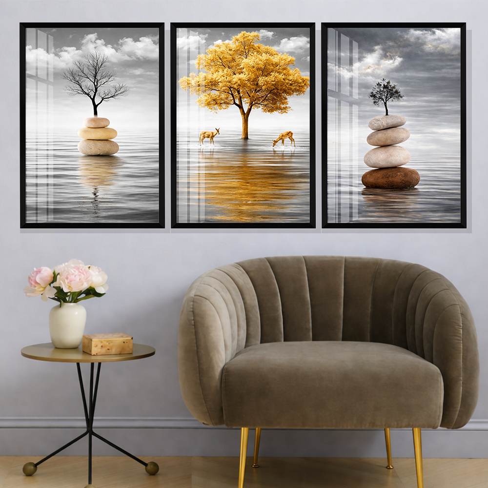 Set of 3 Frames - Zen Balance Reflections