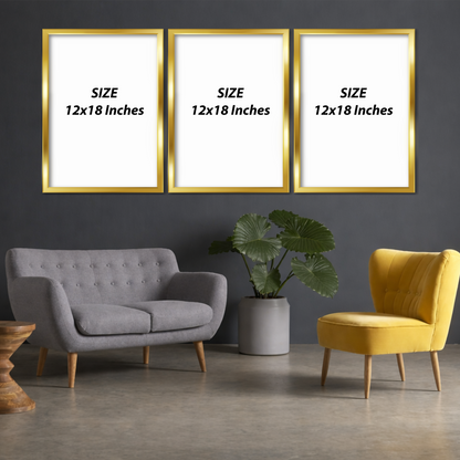 Set of 3 Frames - Golden Butterfly Tree