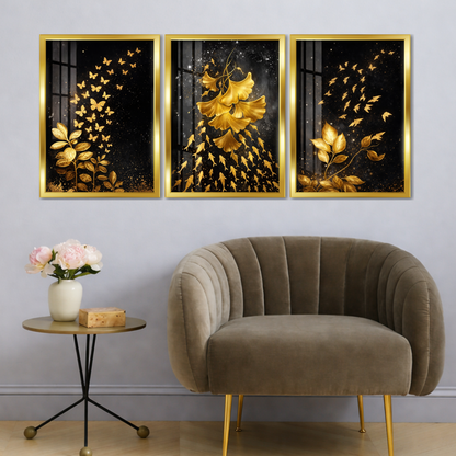 Set of 3 frames - Golden Botanical Flight