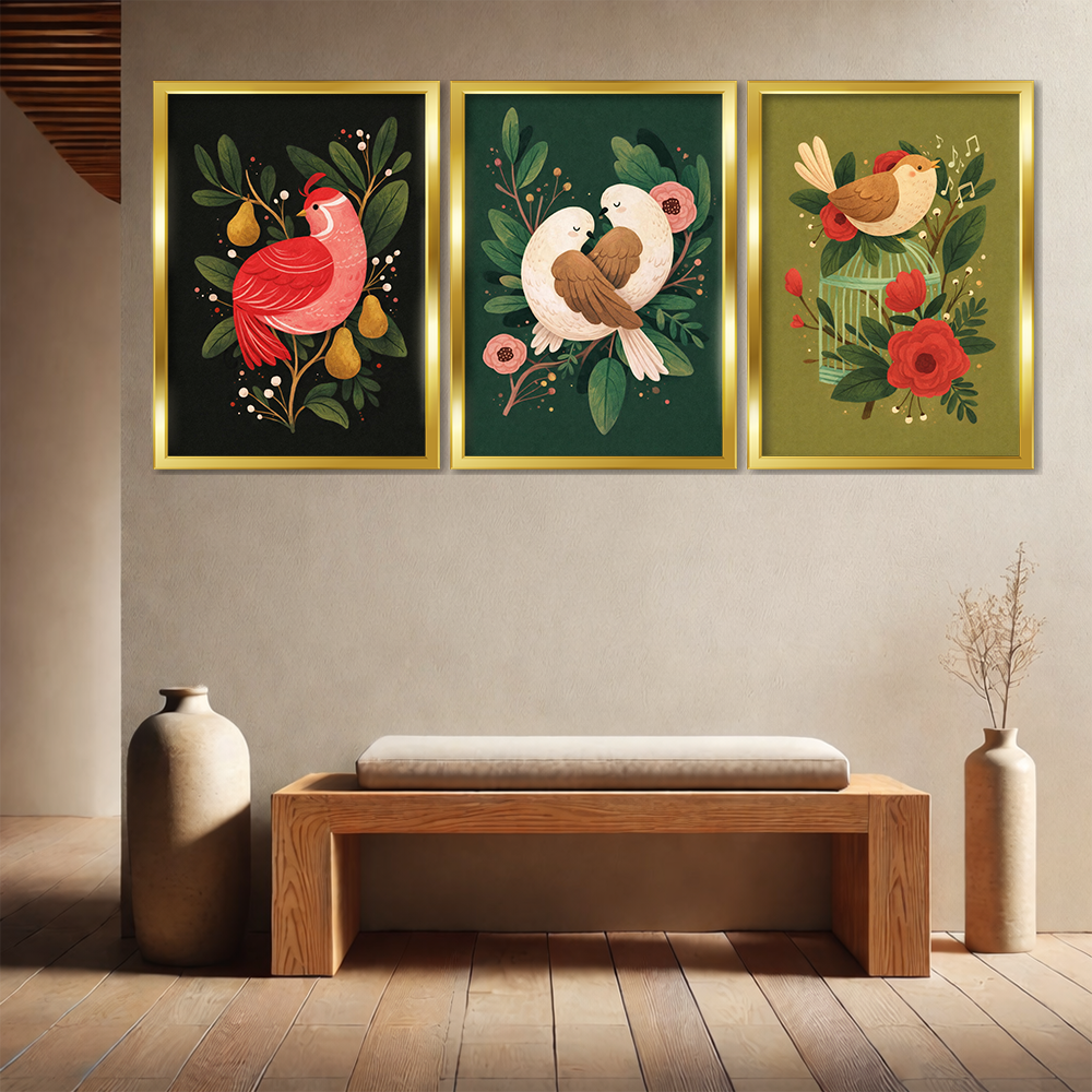 Set of 3 Frames - Whimsical Garden Birds