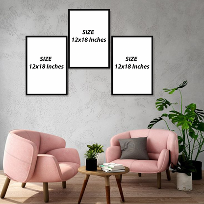 Set of 3 Frames - Floral Calligraphy Trio