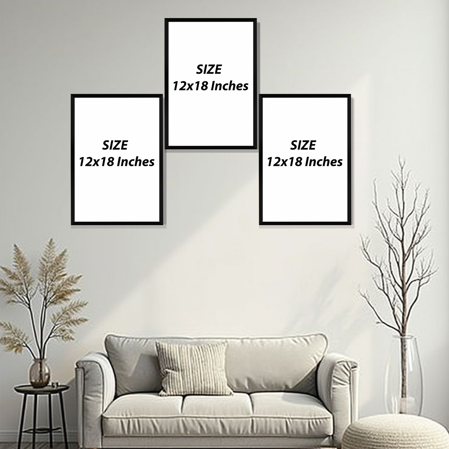 Set of 3 Frames - Monochrome Islamic Calligraphy