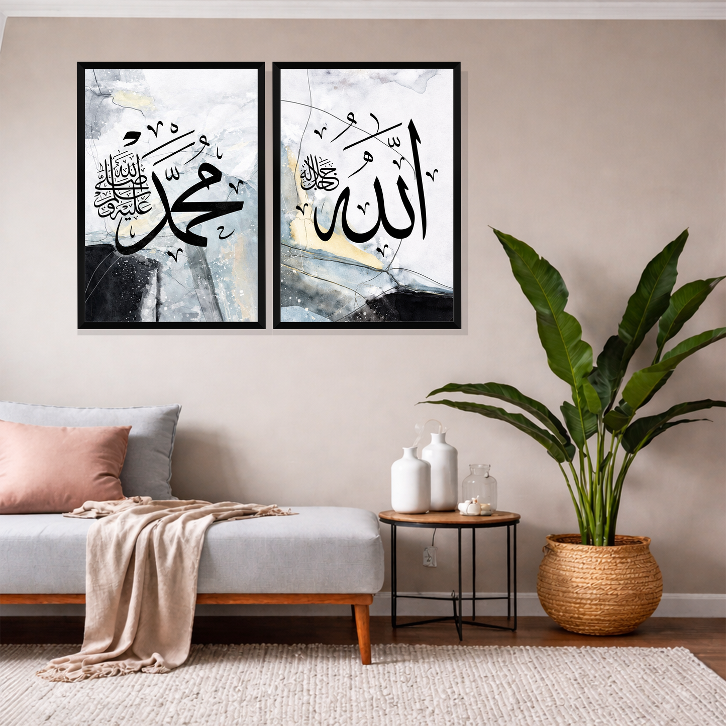 Set of 2 divine unity duo wall frames for spiritual home decor