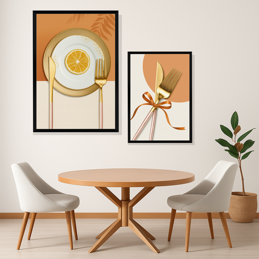 Set of 2 elegant dining duo wall frames for modern dining room decor