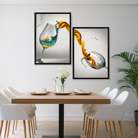 Set of 2 golden pour elegance wall frames for modern home decor