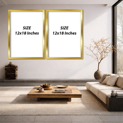 Set of 2 radiant golden wings wall frames for luxury home decor