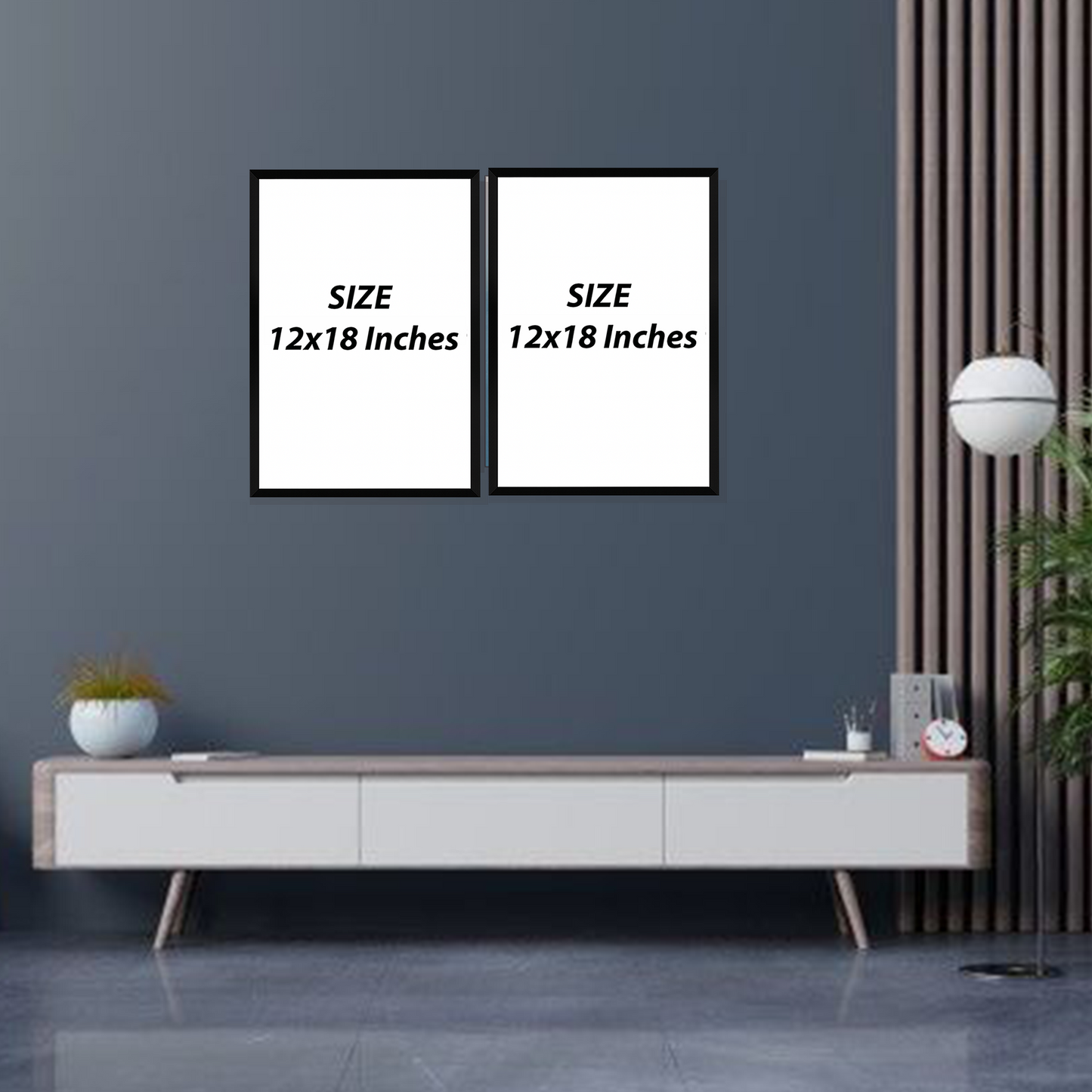 Set of 2 serene blue blossoms wall frames for elegant home decor