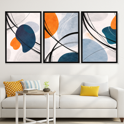 Set of 3 abstract motion harmony wall frames for modern home decor