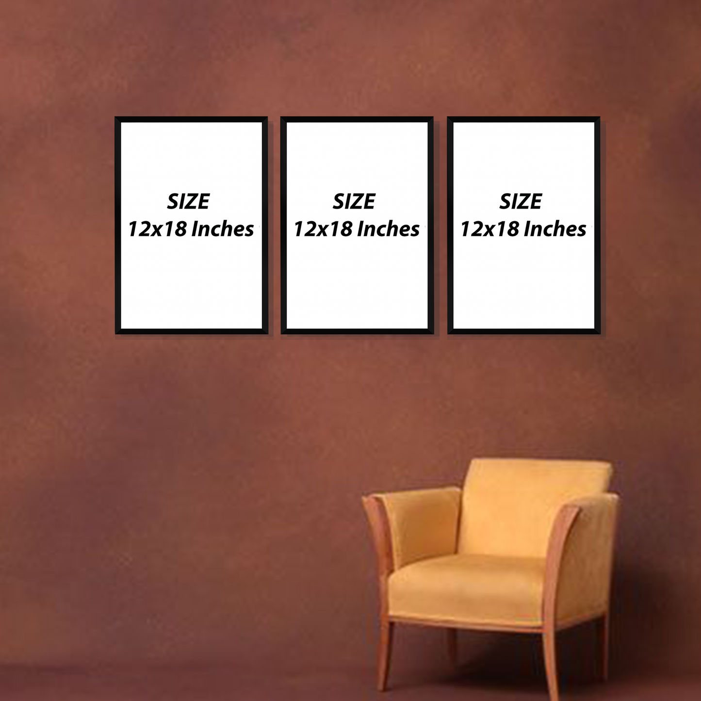 Set of 3 abstract noir rhythm wall frames for modern home decor