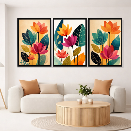 Set of 3 autumn bloom harmony wall frames for home decor