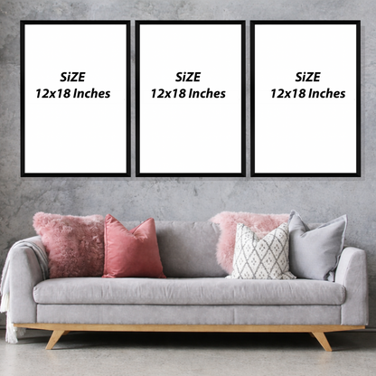 Set of 3 autumn mountain reflections wall frames for home decor