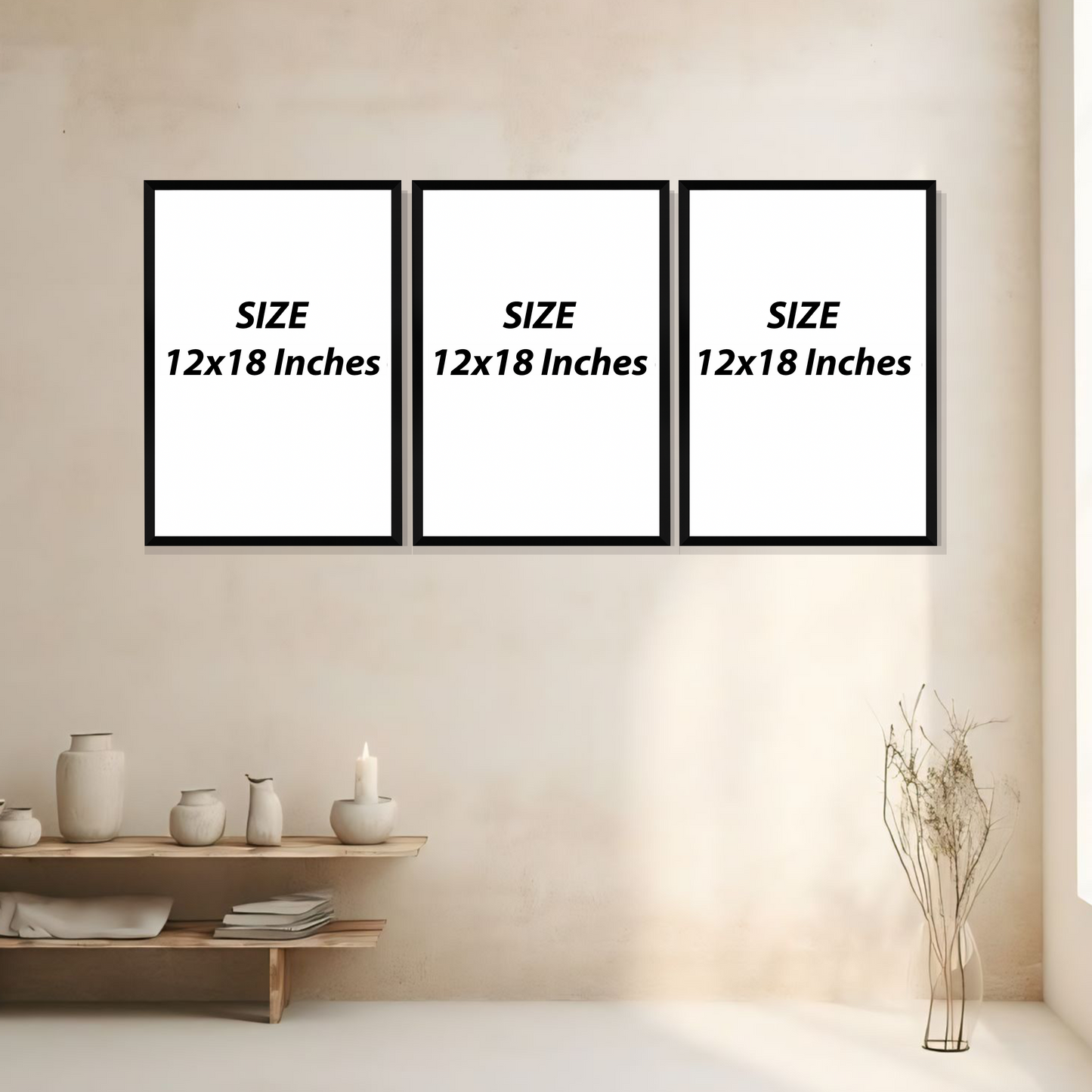 Set of 3 azure floral elegance wall frames for modern home decor