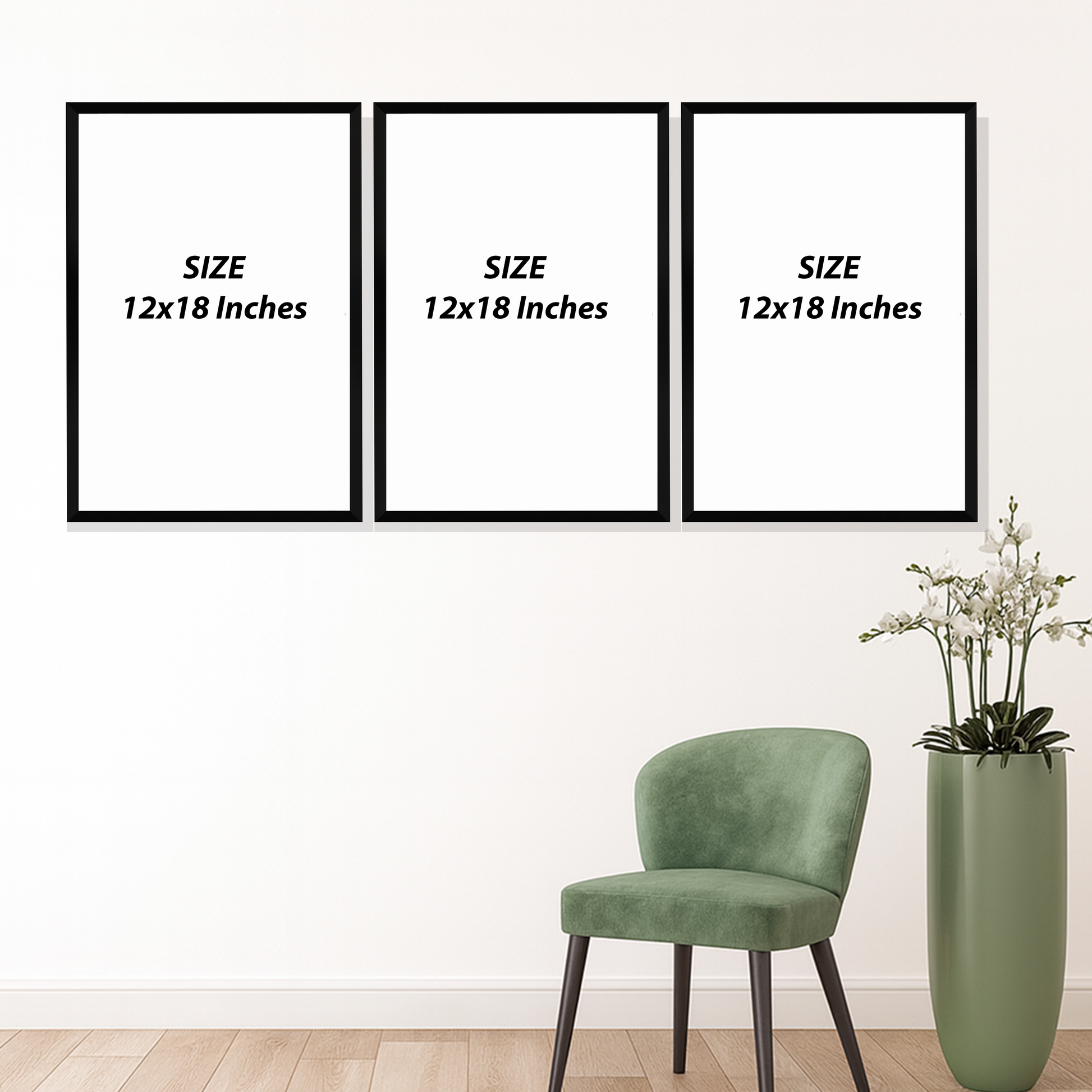 Set of 3 botanical calm collection wall frames for peaceful home decor