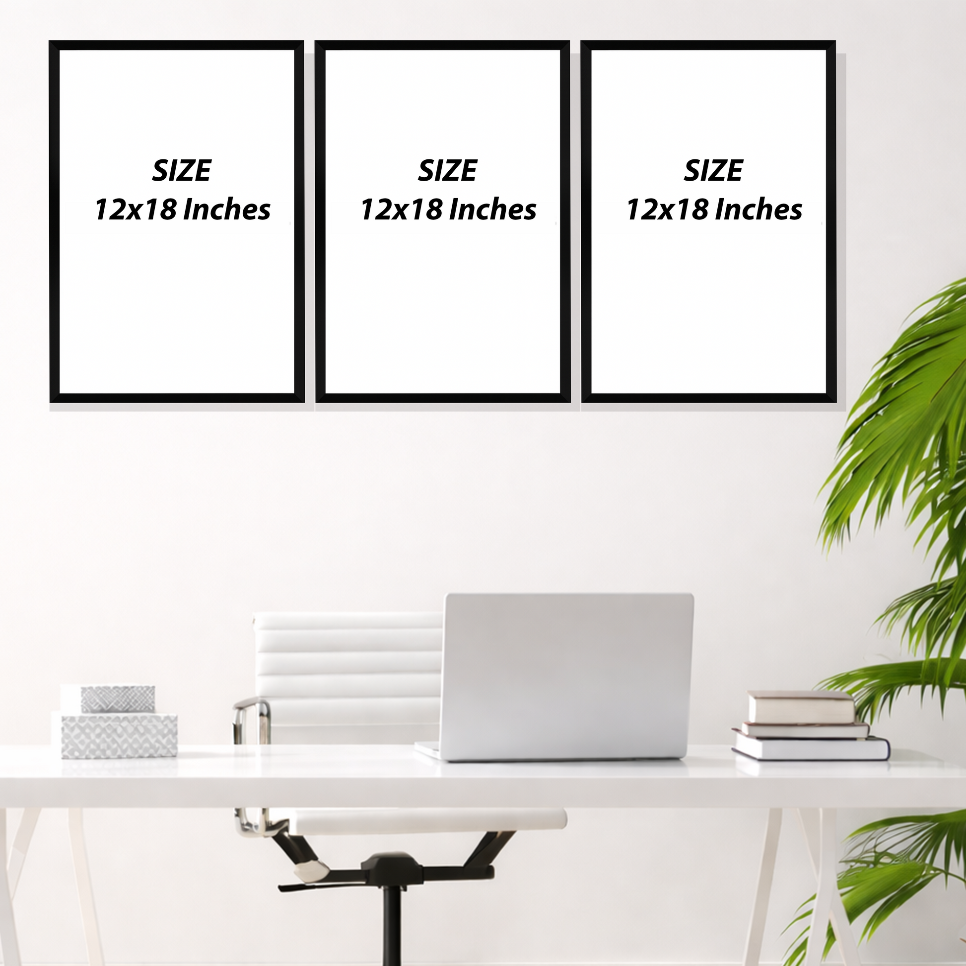 Set of 3 botanical line harmony wall frames for modern home decor