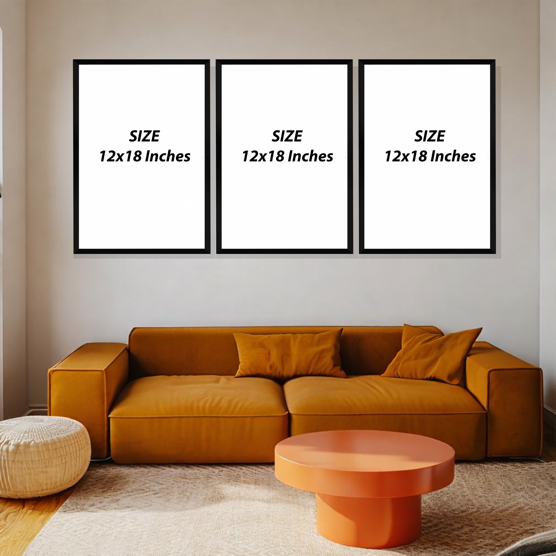 Set of 3 celestial ember trilogy wall frames for modern home decor