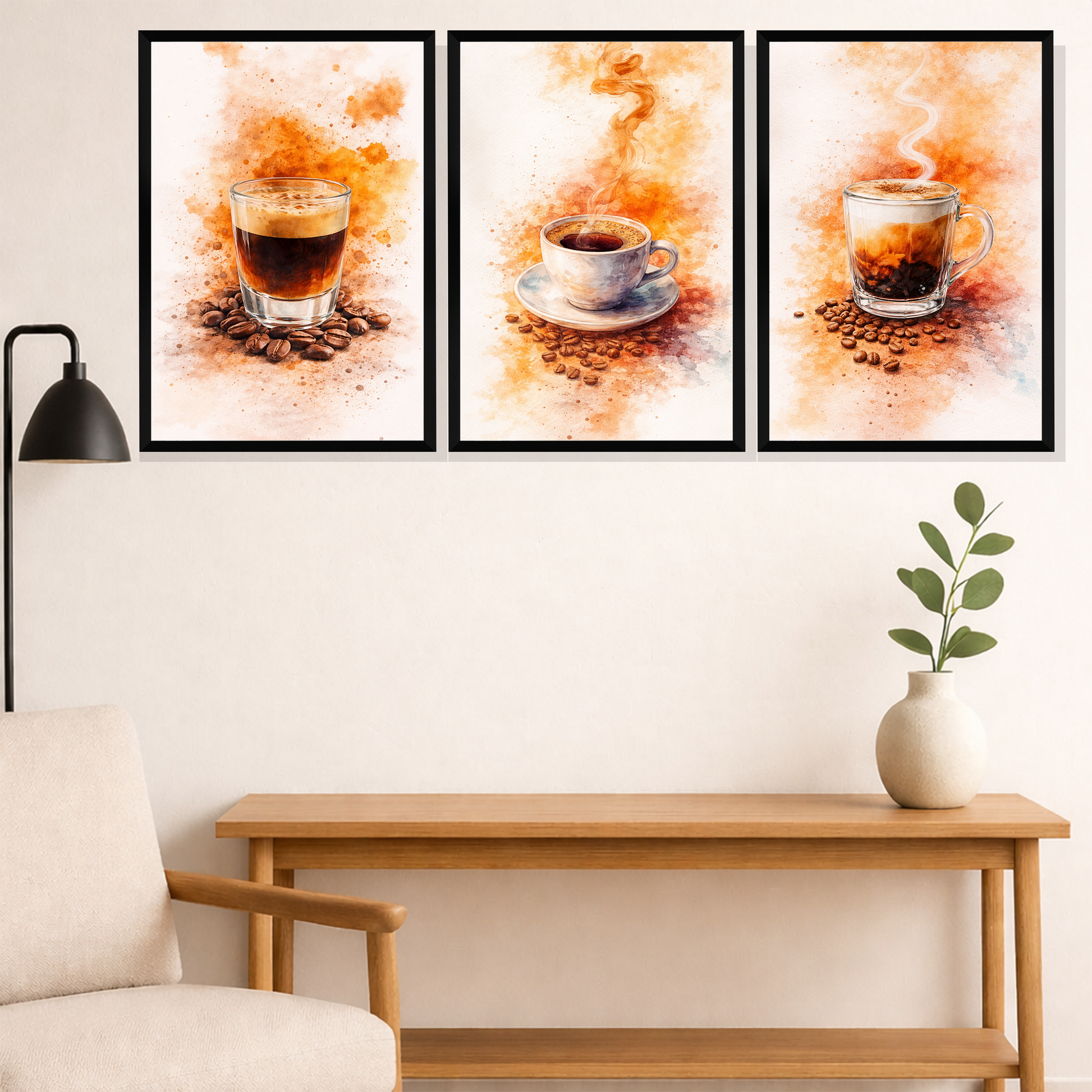 Set of 3 coffee ritual trio acrylic wall frames for kitchen decor