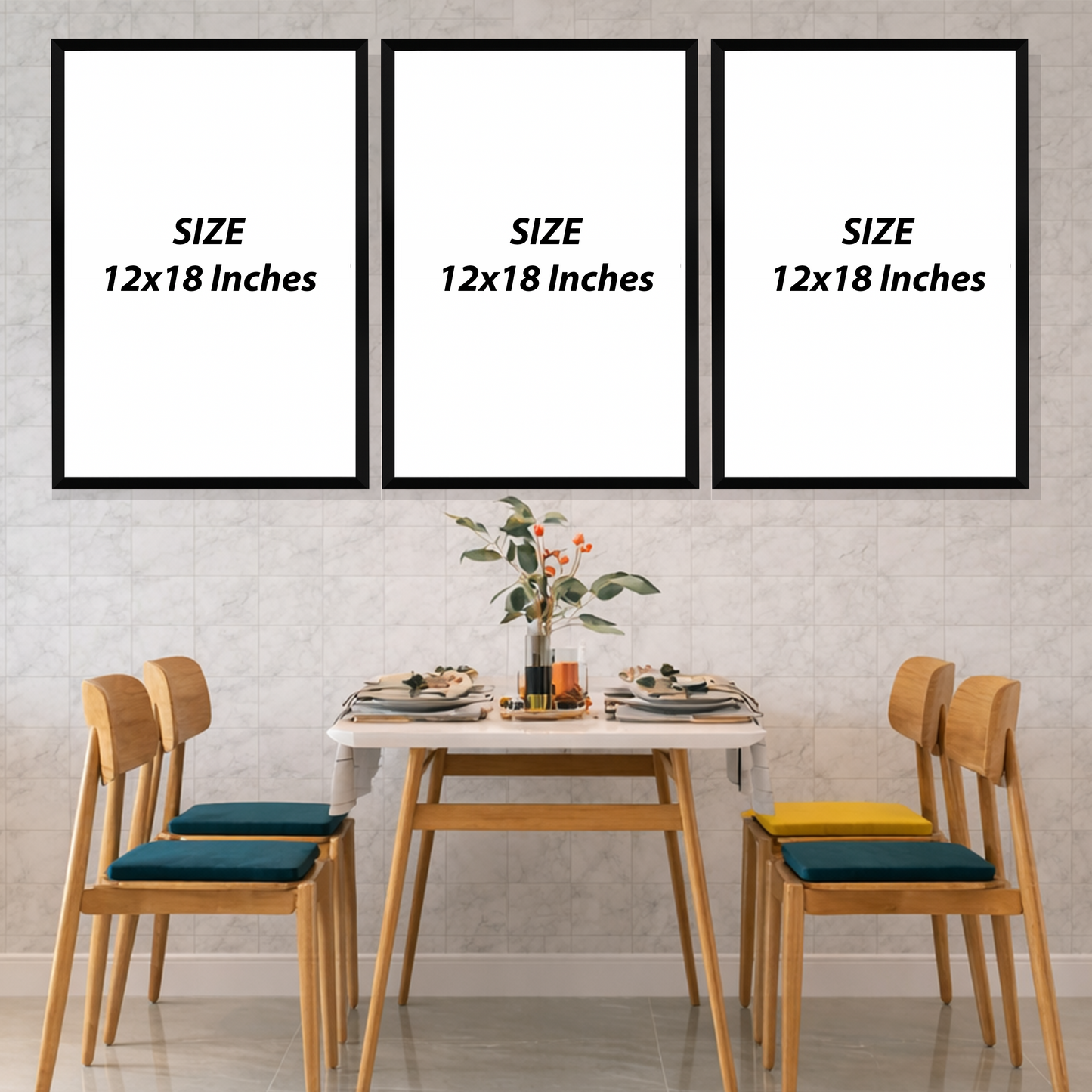 Set of 3 cozy kitchen acrylic wall frames for modern home decor
