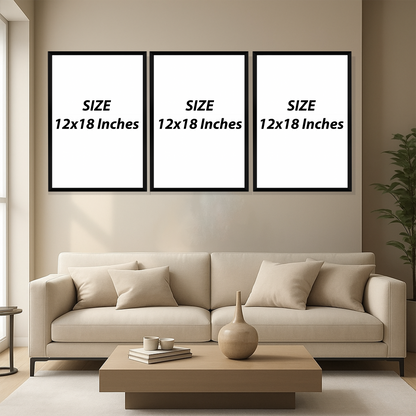 Set of 3 divine gold remembrance wall frames for Islamic home decor