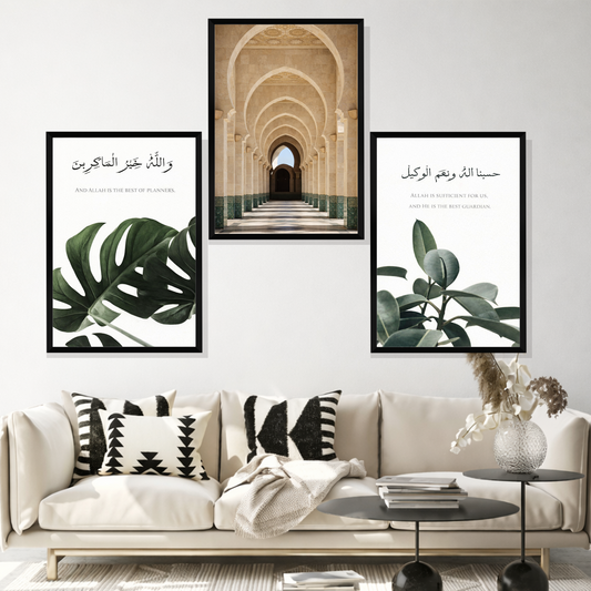 Set of 3 divine trust collection wall frames for spiritual home decor