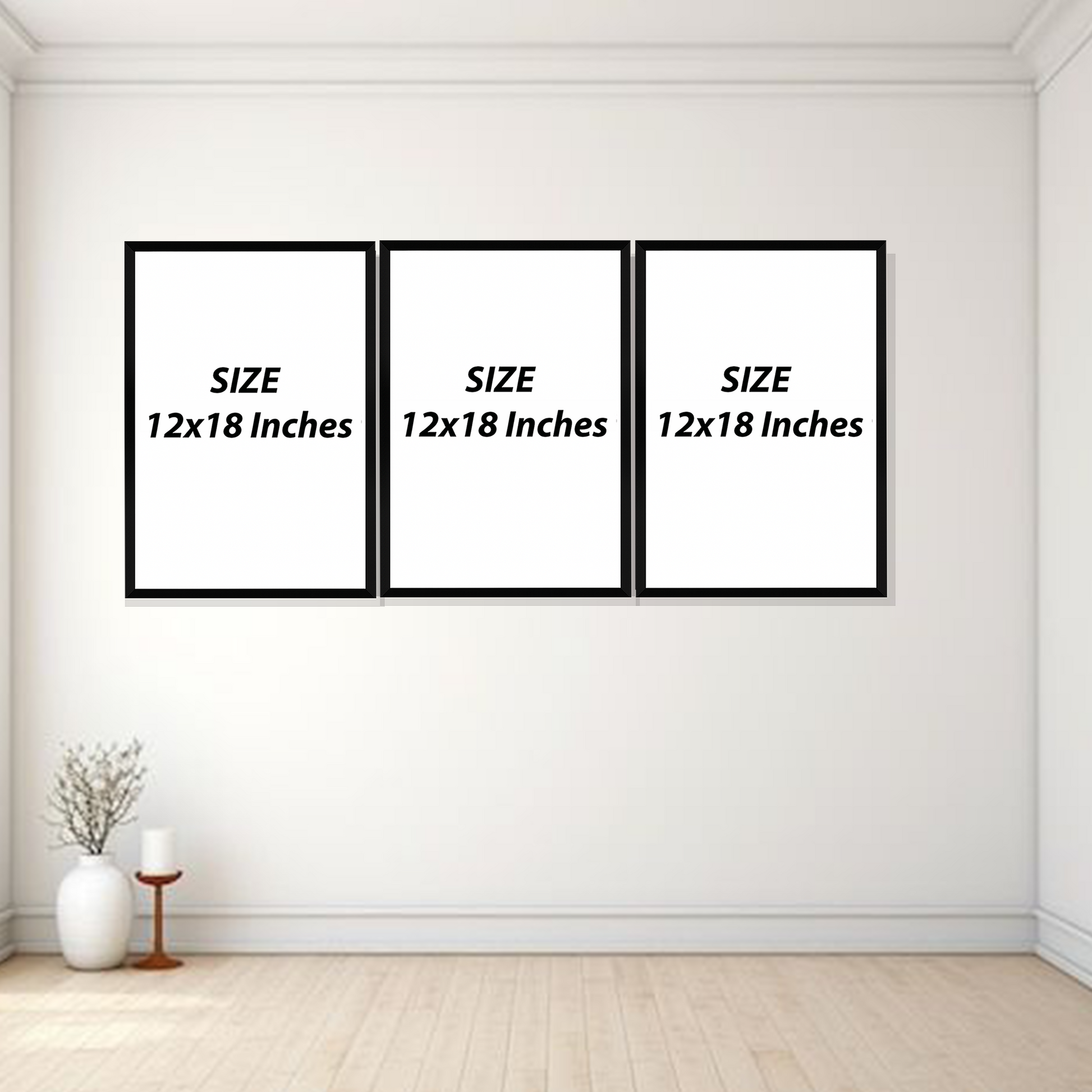 Set of 3 earthy botanical wall frames for modern home decor