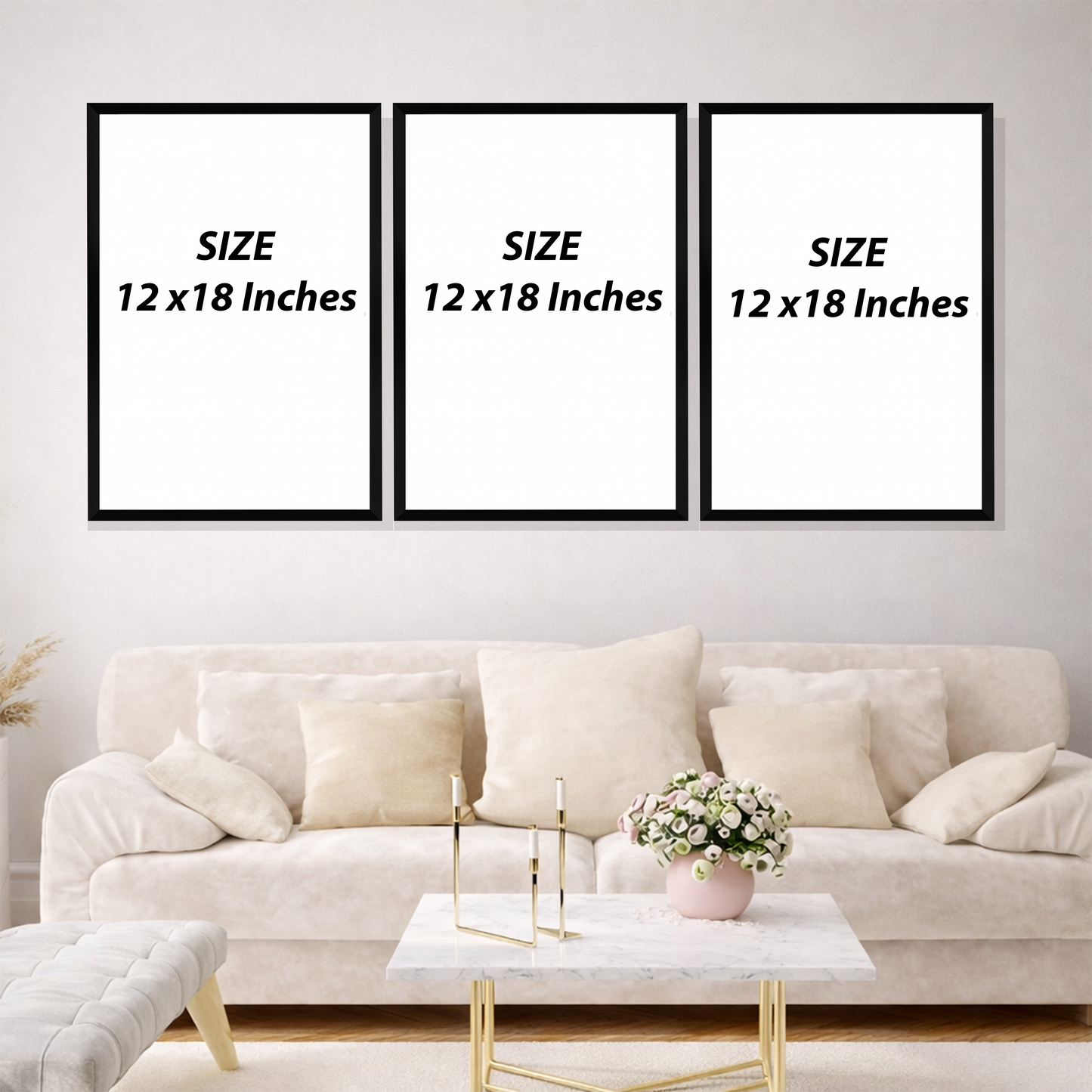 Set of 3 earthy modern serenity wall frames for contemporary home decor