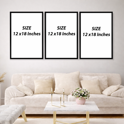 Set of 3 earthy modern serenity wall frames for contemporary home decor