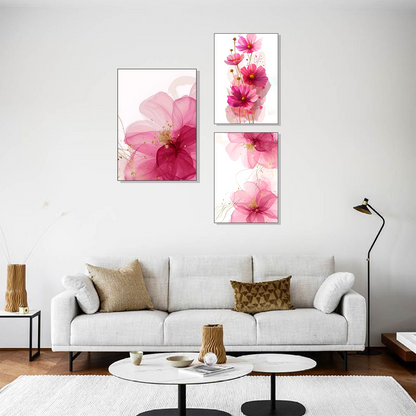 Set of 3 floral grace series wall frames for elegant home decor