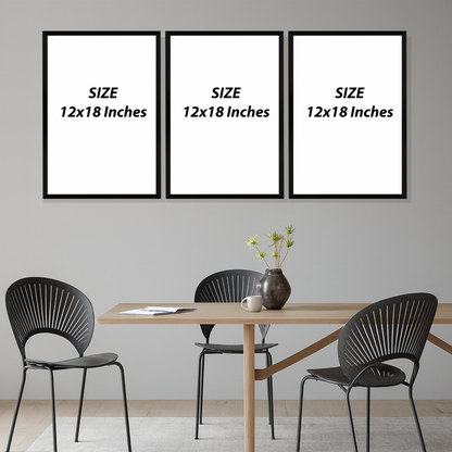 Set of 3 golden serenity horizons wall frames for modern home decor