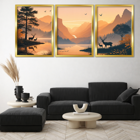 Set of 3 golden valley serenity wall frames for elegant home decor