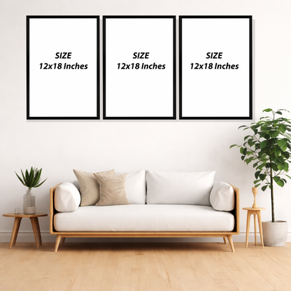 Set of 3 heritage Islamic motifs wall frames for spiritual home decor