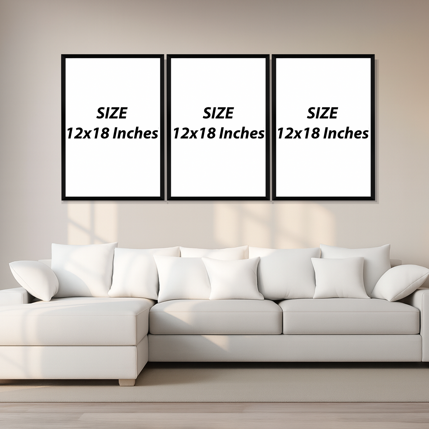 Set of 3 - Minimal Blue Geometry Wall Frames