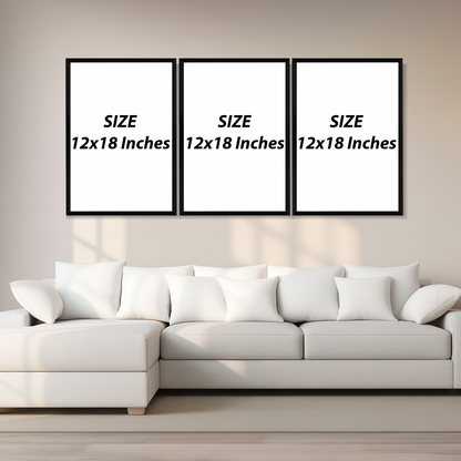 Set of 3 - Minimal Blue Geometry Wall Frames
