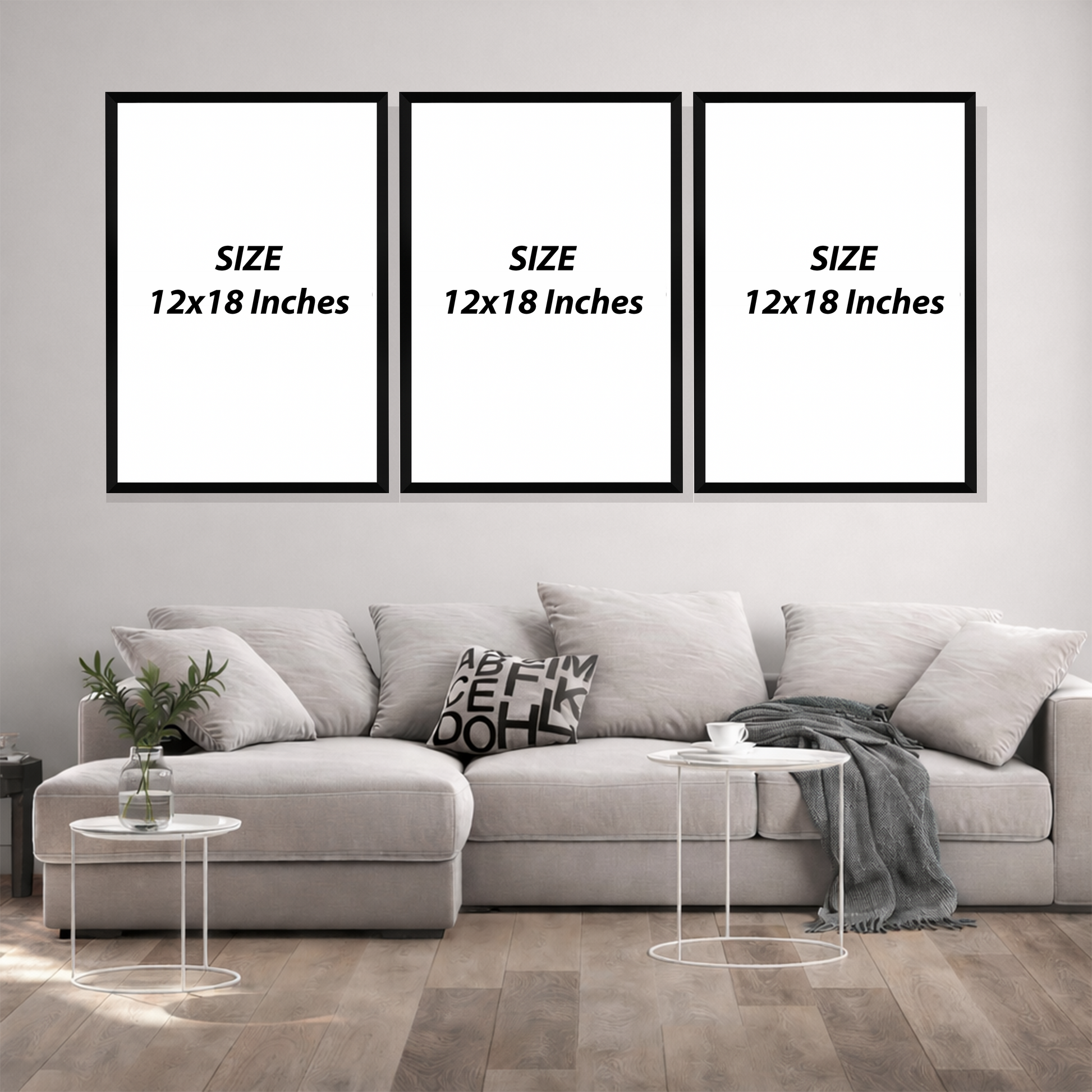 Set of 3 minimal floral flow wall frames for modern home decor