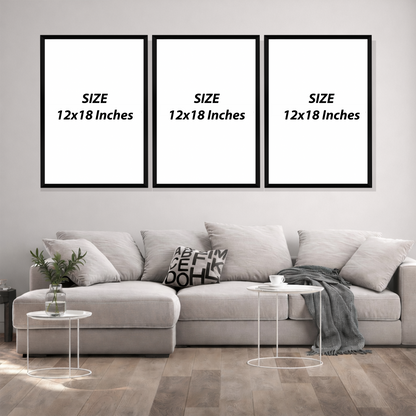 Set of 3 minimal floral flow wall frames for modern home decor