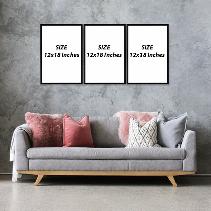 Set of 3 minimal palm silhouettes wall frames for modern home decor