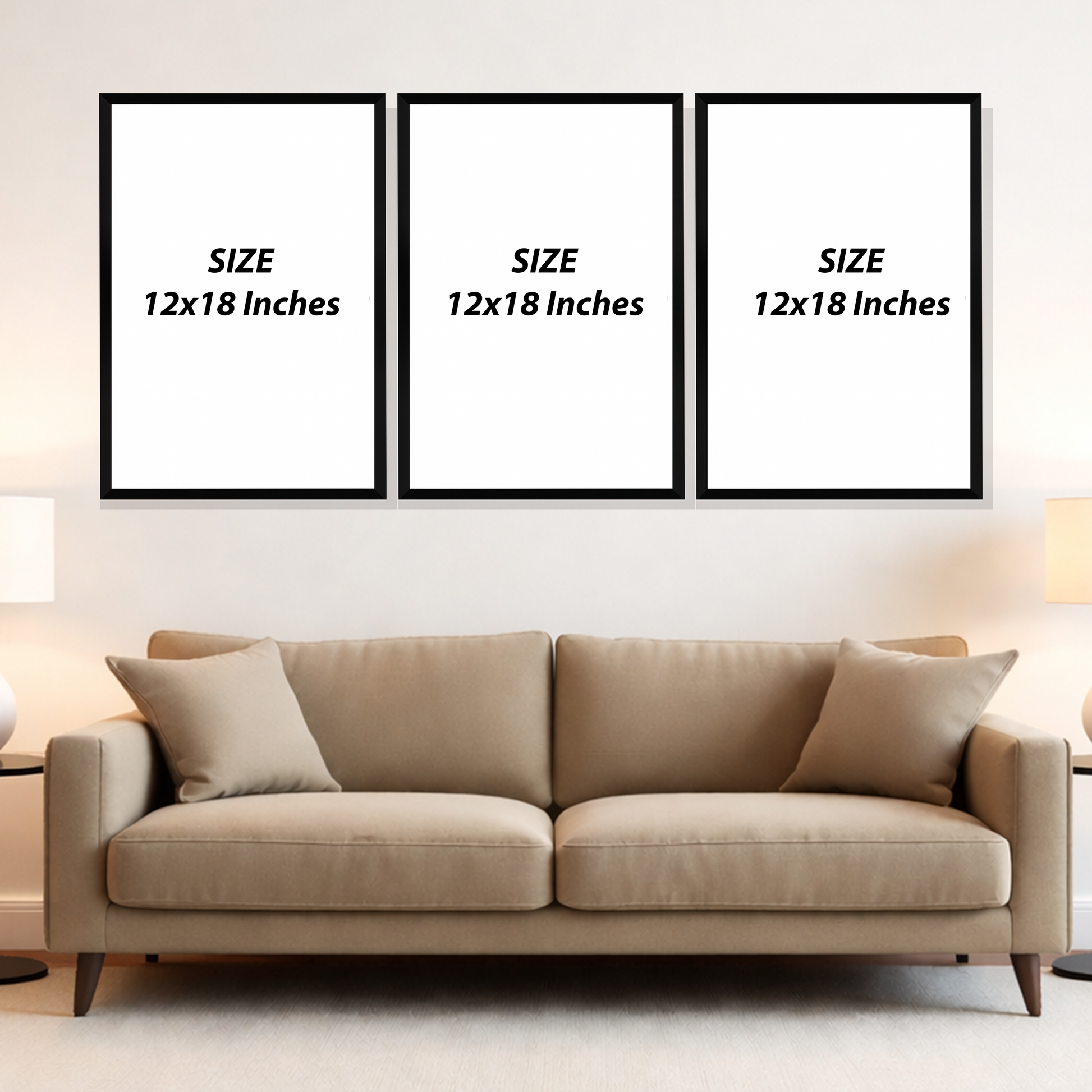 Set of 3 minimalist Islamic calligraphy wall frames for modern home decor