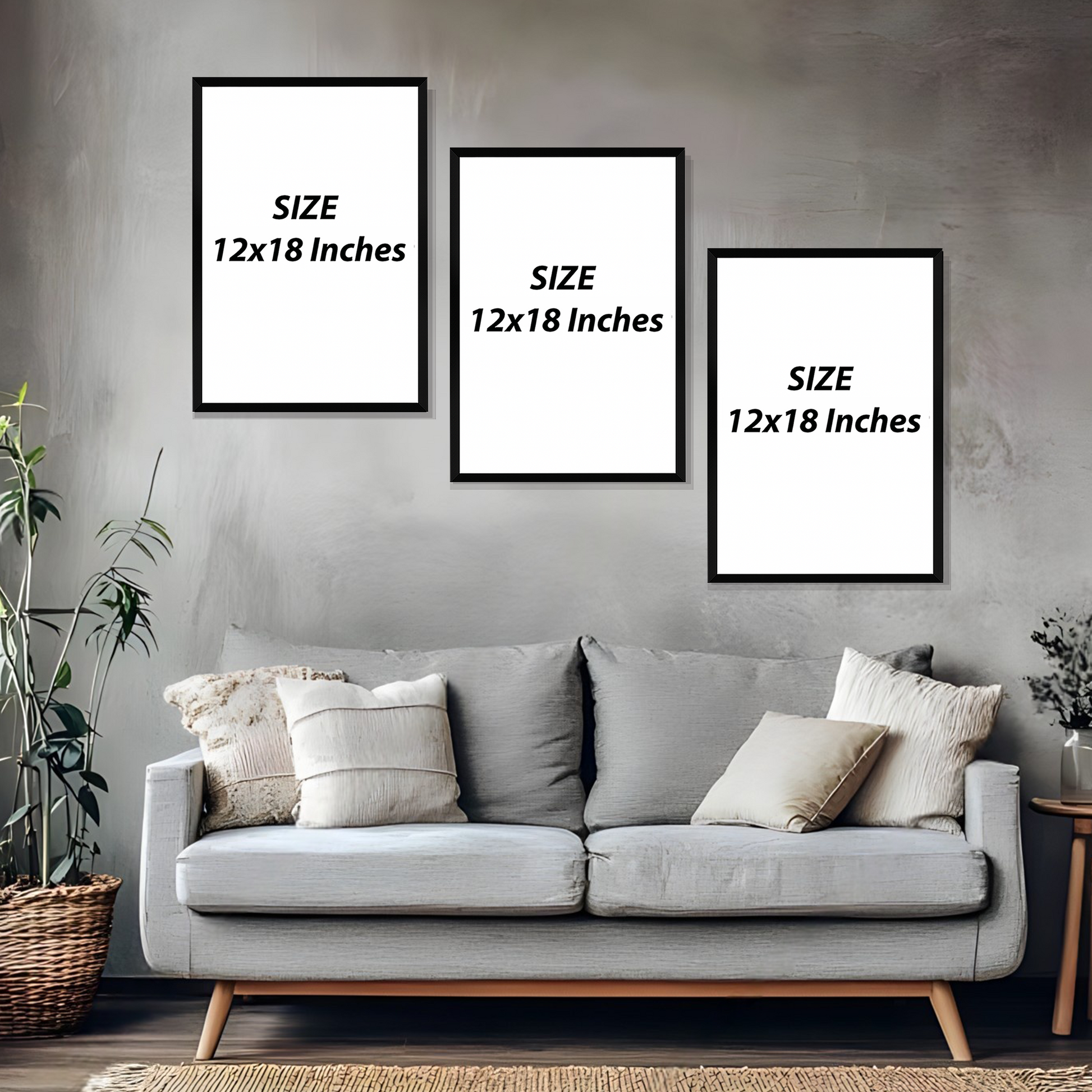 Set of 3 modern botanical trio wall frames for home decor