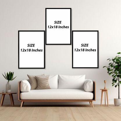 Set of 3 pastel abstract faces wall frames for modern home decor