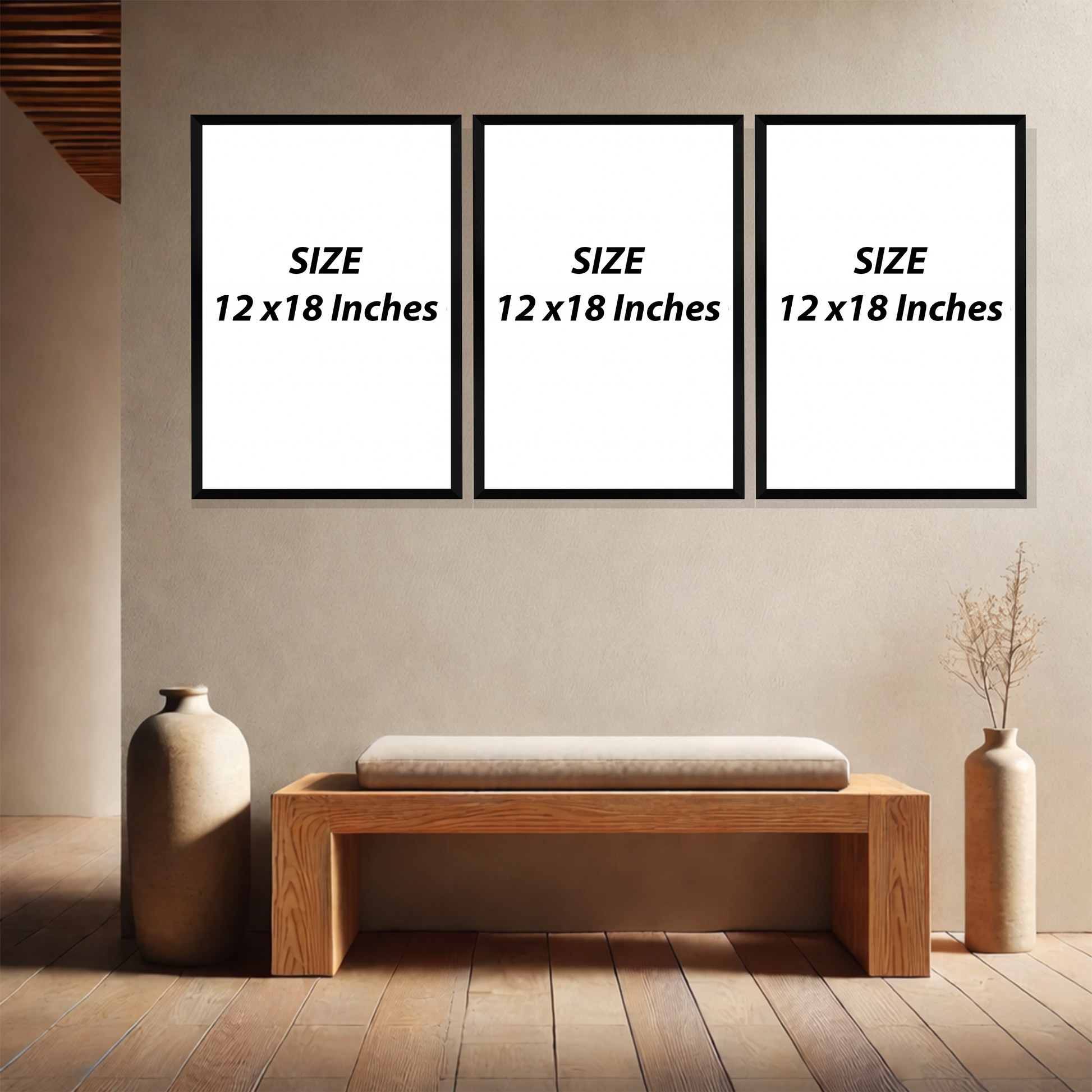 Set of 3 sacred Islamic trilogy wall frames for spiritual home decor