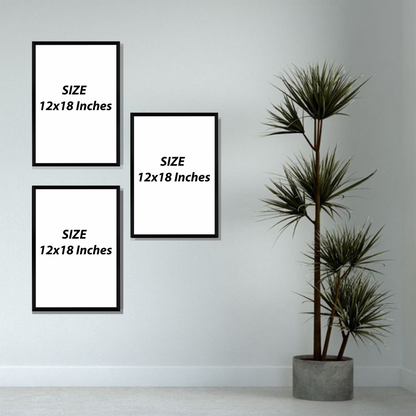 Set of 3 serene botanical balance wall frames for modern home decor