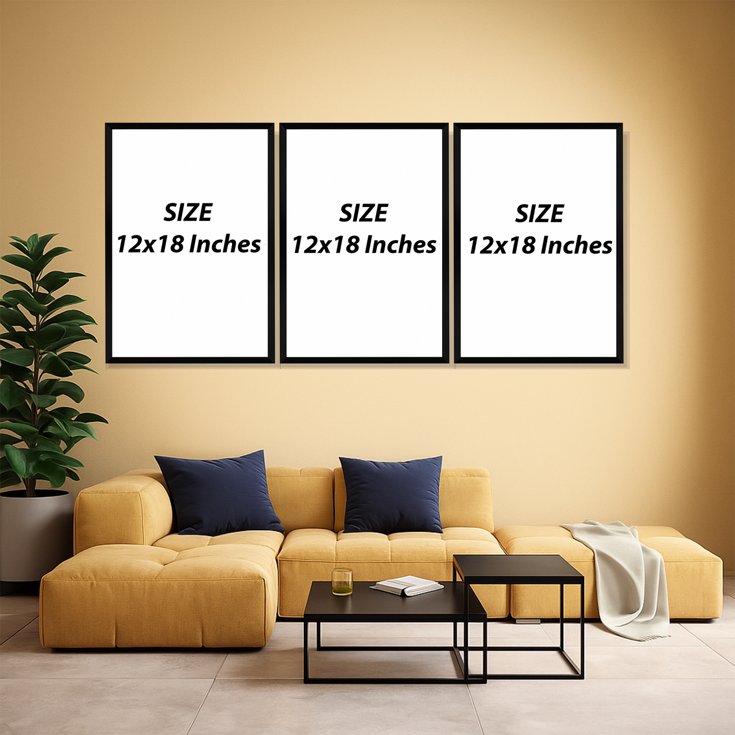 Set of 3 soft peak geometry wall frames for modern home decor